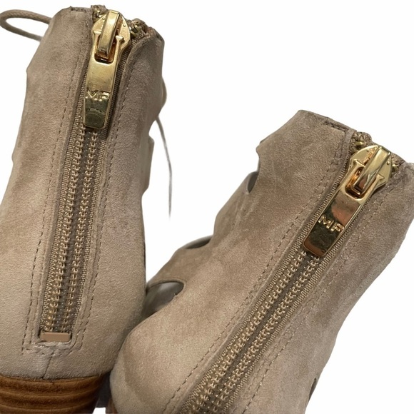 Marc Fisher Paradox Tan Suede Gladiator Lace Up Stacked Block Heel Pump Size 7.5 - Picture 13 of 13